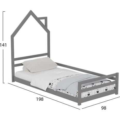 ΚΡΕΒΑΤΙ ΠΑΙΔΙΚΟ HOUSER HM676.05 τ.MONTESSORI ΞΥΛΟ ΠΕΥΚΟ ΓΚΡΙ- 190x90εκ