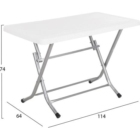 ΤΡΑΠΕΖΙ ΠΤΥΣΣΟΜΕΝΟ CONNY HM6146.03 ΛΕΥΚΟ ΠΟΛΥΠΡΟΠΥΛΕΝΙΟ ΟΨΗ RATTAN TOP-ΜΕΤΑΛΛΙΚΗ ΒΑΣΗ 114x64x74Υεκ.
