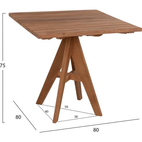 ΤΡΑΠΕΖΙ LEO HM9622.11 ΤΕΤΡΑΓΩΝΟ ΜΑΣΙΦ ΞΥΛΟ ΤΕΑΚ 80X80x75Υεκ.