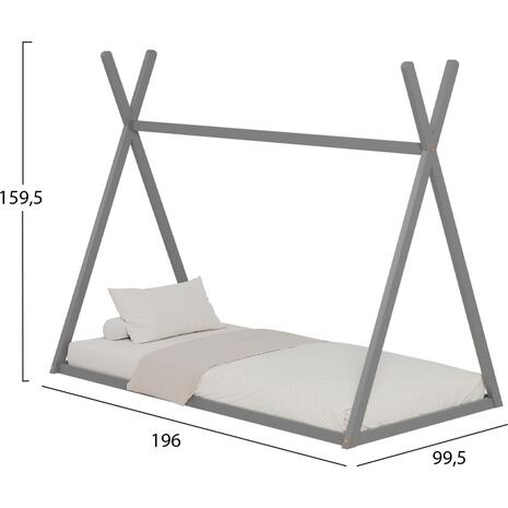 ΚΡΕΒΑΤΙ ΠΑΙΔΙΚΟ MUNK HM681.05 τ.MONTESSORI ΜΑΣΙΦ ΞΥΛΟ ΠΕΥΚΟΥ ΓΚΡΙ- 190x90εκ