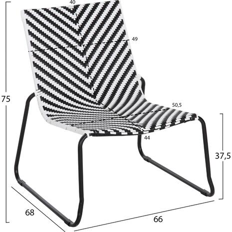 ΜΕΤΑΛΛΙΚΗ ΚΑΡΕΚΛΑ PONY HM6082 ΜΑΥΡΟ & ΑΣΠΡΟ ΣΥΝΘ.RATTAN 66x68x75Υεκ.