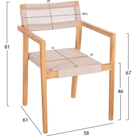 ΠΟΛΥΘΡΟΝΑ CHARLOTTE HM9637.07 ΞΥΛΟ TEAK ΦΥΣΙΚΟ & ΜΠΕΖ ΣΧΟΙΝΙ 58x61x81Yεκ.