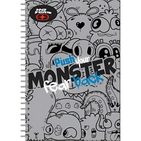 Τετράδιο σπιράλ BMU No Fear Monster- Play Game 17x25 70 φύλλα ριγέ 2 Θεμάτων (2 σχέδια)