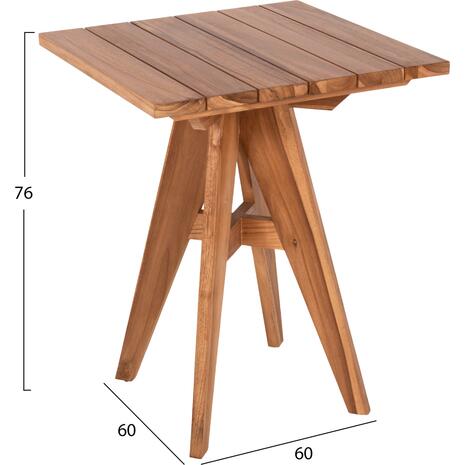 ΤΡΑΠΕΖΙ ΤΕΤΡΑΓΩΝΟ LEO HM9860.11 ΜΑΣΙΦ ΞΥΛΟ ΤΕΑΚ 60x60x75Υεκ.