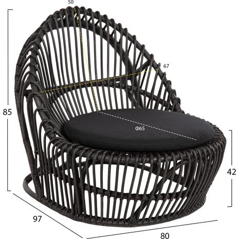 ΠΟΛΥΘΡΟΝΑ ENTROPY HM9840.03 ΦΥΣΙΚΟ RATTAN ΜΕ ΜΑΞΙΛΑΡΙ-ΜΑΥΡΟ 80x97x85Υεκ.