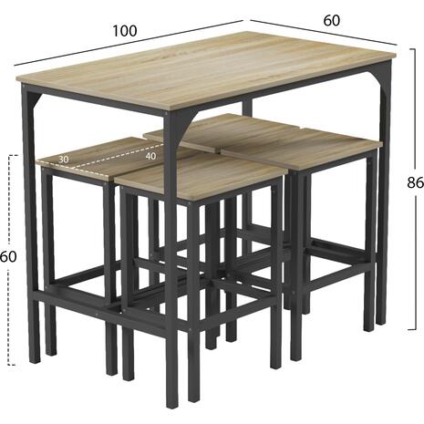 ΣΕΤ ΤΡΑΠΕΖΑΡΙΑ ΜΠΑΡ 5ΤΜΧ BOXY HM9882.01 ΜΑΥΡΟ ΜΕΤΑΛΛΟ-ΜΕΛΑΜΙΝΗ ΣΕ SONAMA