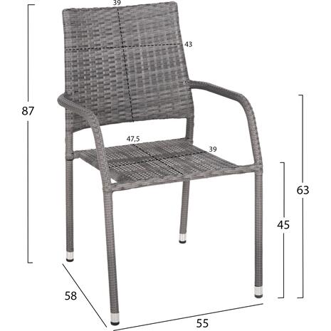 ΠΟΛΥΘΡΟΝΑ ΕΞΩΤ.ΧΩΡΟΥ MORNER HM6074.02 ΜΕΤΑΛΛΟ ΜΕ ΕΠΕΝΔΥΣΗ ΓΚΡΙ WICKER 55x58x87Υεκ