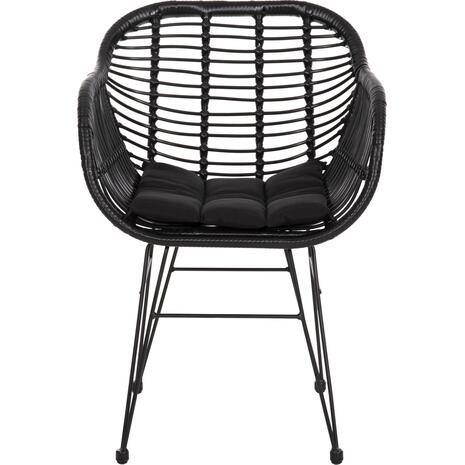 ΠΟΛΥΘΡΟΝΑ ΜΕ ΜΑΞΙΛΑΡΙ ΜΕΤΑΛΛΙΚΗ ALLEGRA HM5450.32 ΜΕ WICKER ΜΑΥΡΟ 58x59x82Υεκ.