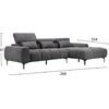 ΚΑΝΑΠΕΣ ΔΕΞΙΑ ΓΩΝΙΑ DIVYA HM3267.02R ΣΥΝΘ.SUEDE ΓΚΡΙ 264x175x99Υεκ.