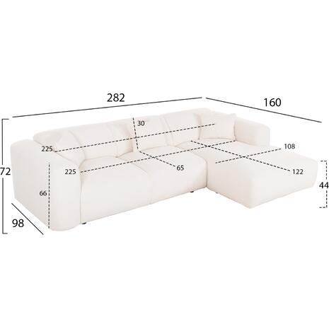 ΚΑΝΑΠΕΣ ΓΩΝΙΑ BRICKEN HM3275.02R ΛΕΥΚΟ ΥΦΑΣΜΑ 110-282x98-160x72Υεκ.