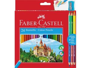 Ξυλομπογιές Faber-Castell Κάστρο σετ των 24 + 3 ξυλοµπογιές x2 χρώµατα + δώρο ξύστρα (110324)