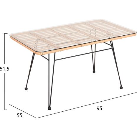 ΤΡΑΠΕΖΙ ΕΞ.ΧΩΡΟΥ ΧΑΜΗΛΟ ALLEGRA HM6076 ΜΑΥΡΟ ΜΕΤΑΛΛΟ-ΜΠΕΖ WICKER 95X55X51.5Yεκ.