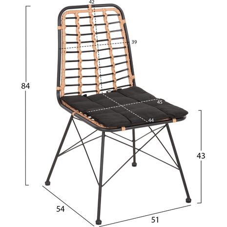 ΚΑΡΕΚΛΑ ΜΕΤΑΛΛΙΚΗ ALLEGRA HM5691.11 WICKER ΜΠΕΖ-ΜΑΥΡΟ 51x54x84Υεκ.