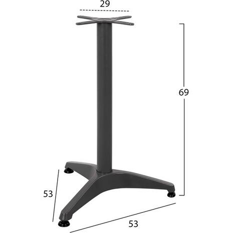 ΒΑΣΗ ΑΛΟΥΜΙΝΙΟΥ 3ΝΥΧΗ 53X53Χ69Υεκ. ΜΕ ΣΤΑΥΡΟ 29Χ29εκ. HM449 ΓΚΡΙ