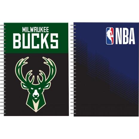 Τετράδιο σπιράλ BMU Bucks-NBA logo A4 2 θεμάτων 70φ. (διάφορα σχέδια)