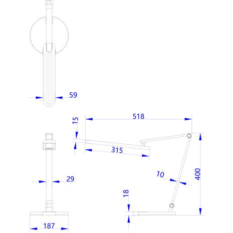 ΦΩΤΙΣΤΙΚΟ ΓΡΑΦΕΙΟΥ LED BLAIN PRO HM4454.02 ΜΑΥΡΗ ΒΑΣΗ ABS-ΓΚΡΙ ΑΛΟΥΜΙΝΙΟ 51,8x40Υεκ.