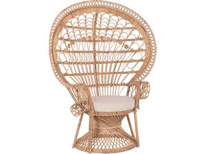 ΠΟΛΥΘΡΟΝΑ ROYAL PEACOCK HM9342 RATTAN ΣΕ ΦΥΣΙΚΟ-ΜΑΞΙΛΑΡΙ ΜΠΕΖ 114x72x150Yεκ.