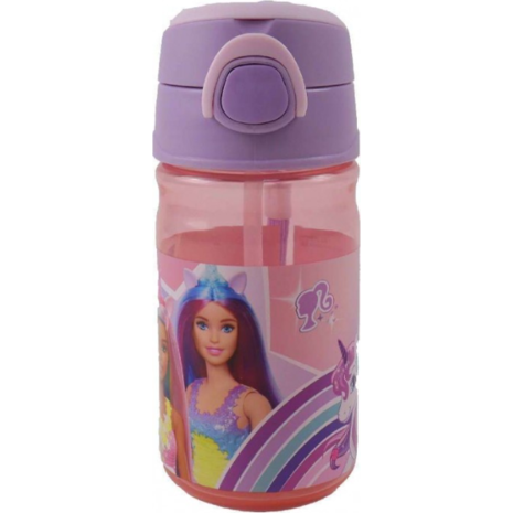 Παγούρι Gim πλαστικό 350ml με καλαμάκι Barbie (571-20204)