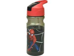 Παγούρι Gim πλαστικό flip με καλαμάκι 500ml Spiderman black city (557-12203)