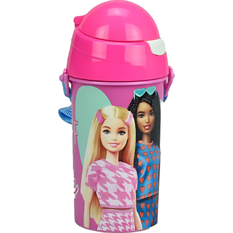 Παγούρι Gim πλαστικό με καλαμάκι 500ml Barbie (571-21209)