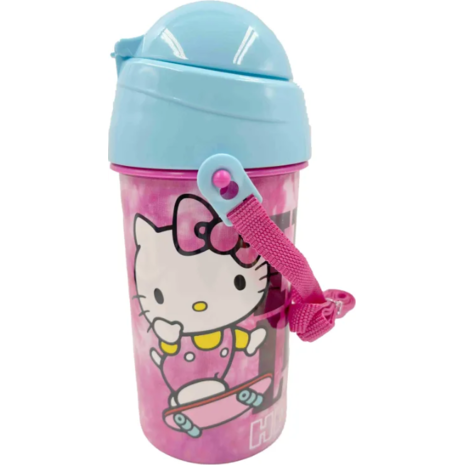 Παγούρι Gim πλαστικό με καλαμάκι 500ml Hello kitty (557-95209)