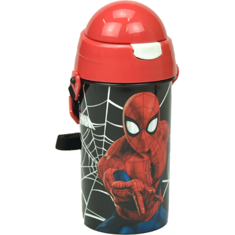 Παγούρι Gim πλαστικό με καλαμάκι 500ml Spiderman Black city (557-12209)