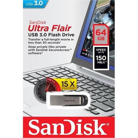 Flash Drive SanDisk Cruzer Ultra Flair USB 3.0 64GB (SDCZ73-064G-G46)