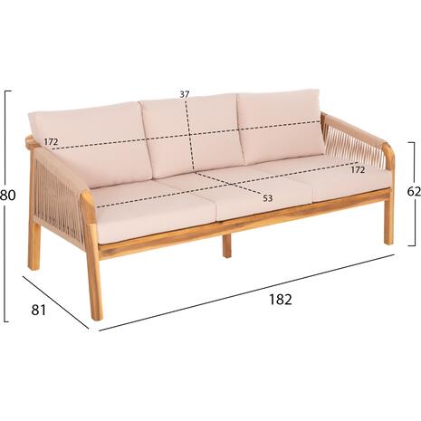 ΣΕΤ ΣΑΛΟΝΙ ΕΞ.ΧΩΡΟΥ 4ΤΜΧ ROSSWELL HM6084.02 ΞΥΛΟ ΑΚΑΚΙΑΣ-ΣΧΟΙΝΙ-ΜΠΕΖ ΜΑΞΙΛΑΡΙΑ