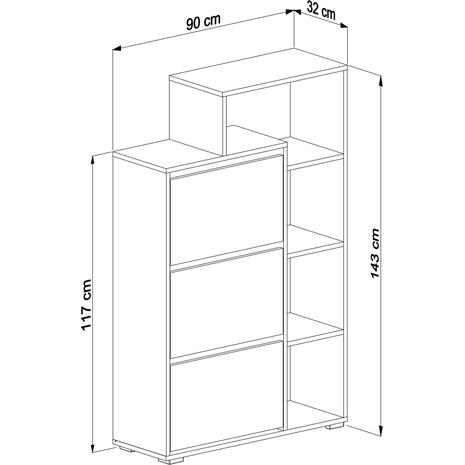 ΠΑΠΟΥΤΣΟΘΗΚΗ ROBBEN HM18189.01 ΜΕΛΑΜΙΝΗ ΣΕ ΛΕΥΚΟ 90x30x143Υεκ.