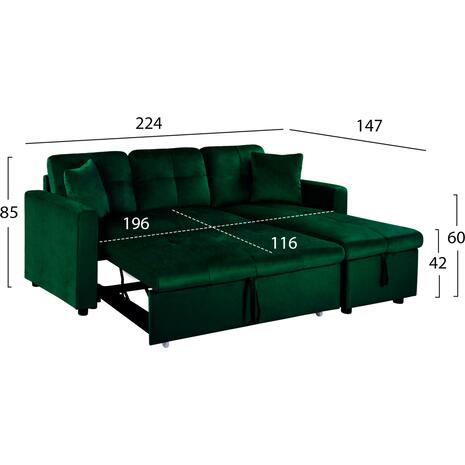 ΚΑΝΑΠΕΣ ΓΩΝΙΑ ΚΡΕΒΑΤΙ WAYNE 224x147x85Υεκ. HM3028.13 ΒΕΛΟΥΔΟ ΚΥΠΑΡΙΣΣΙ