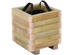 FLOWER POT WOOD Γλάστρα, Εμποτισμού Pine, Απόχρωση Φυσικό, 30x30x32cm (Ε2230)