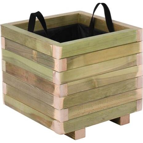 FLOWER POT WOOD Γλάστρα, Εμποτισμού Pine, Απόχρωση Φυσικό, 40x40x36cm (Ε2231)