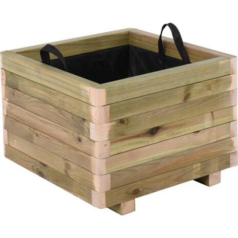 FLOWER POT WOOD Γλάστρα, Εμποτισμού Pine, Απόχρωση Φυσικό, 50x50x36cm (Ε2232)