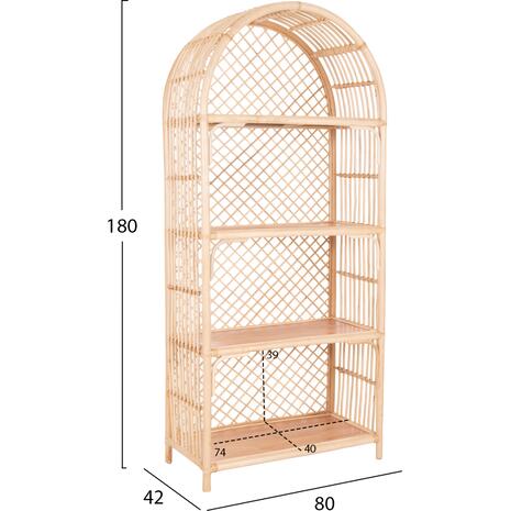 ΒΙΒΛΙΟΘΗΚΗ SIMOK HM9552.12 ΦΥΣΙΚΟ RATTAN ΣΕ ΦΥΣΙΚΟ ΧΡΩΜΑ 80x42x180Υεκ.