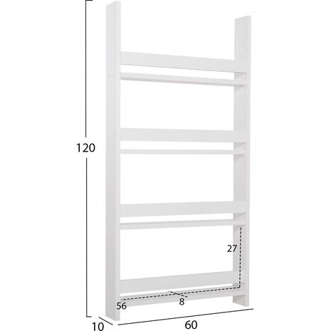 ΡΑΦΙΕΡΑ ΤΟΙΧΟΥ SANI HM18224.01 ΜΕΛΑΜΙΝΗ ΣΕ ΛΕΥΚΟ 60x10x120Υεκ. (4 ΡΑΦΙΑ)