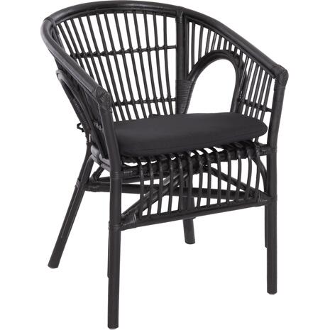 ΠΟΛΥΘΡΟΝΑ DAMPAR HM9929.03 RATTAN & ΜΑΞΙΛΑΡΙ ΣΕ ΜΑΥΡΟ 58x63x79Υεκ.