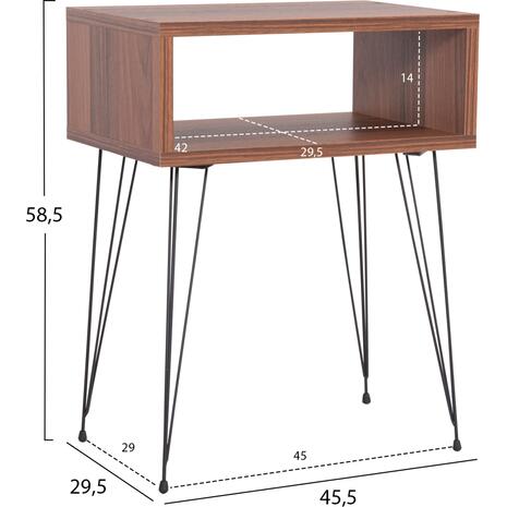 ΚΟΜΟΔΙΝΟ TODD HM18184.05 ΜΕΛΑΜΙΝΗ ΣΕ ΚΑΡΥΔΙ-ΜΕΤΑΛ.ΜΑΥΡΑ ΠΟΔΙΑ 45.5x29.5x58.5Υεκ.