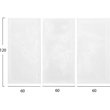 ΠΙΝΑΚΑΣ 3-ΠΤΥΧΟΣ WORLD MAP SANTORINI HM4504 MDF ΣΕ ΥΠΟΛΕΥΚΟ ΧΡΩΜΑ 180x4(πάχος)x120Υεκ.