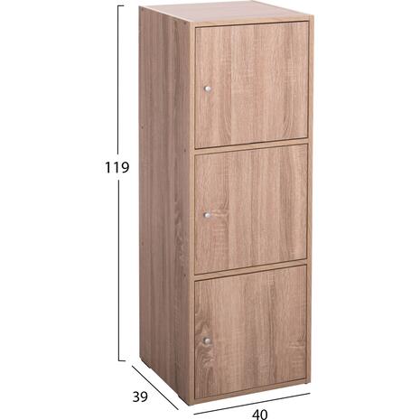 ΝΤΟΥΛΑΠΙ ΜΕ 3 ΑΠΟΘ. ΧΩΡΟΥΣ SORIANO HM9939.11 SONAMA OAK ΜΕΛΑΜΙΝΗ 40x39x119Υεκ.