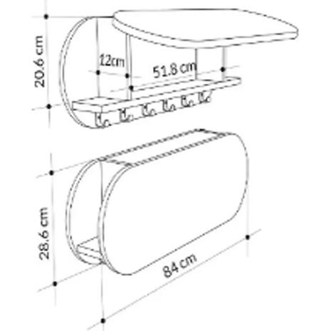 ΚΡΕΜΑΣΤΡΑ ΕΙΣΟΔΟΥ & ΚΛΕΙΣΤΟ ΡΑΦΙ STOR HM18078.03 ΜΕΛΑΜΙΝΗ ΣΚΟΥΡΟ ΓΚΡΙ 84x15.5x28.5Υεκ